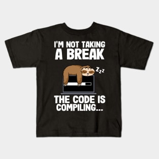 The Code Is Compiling Funny Sloth Programming Nerd Kids T-Shirt